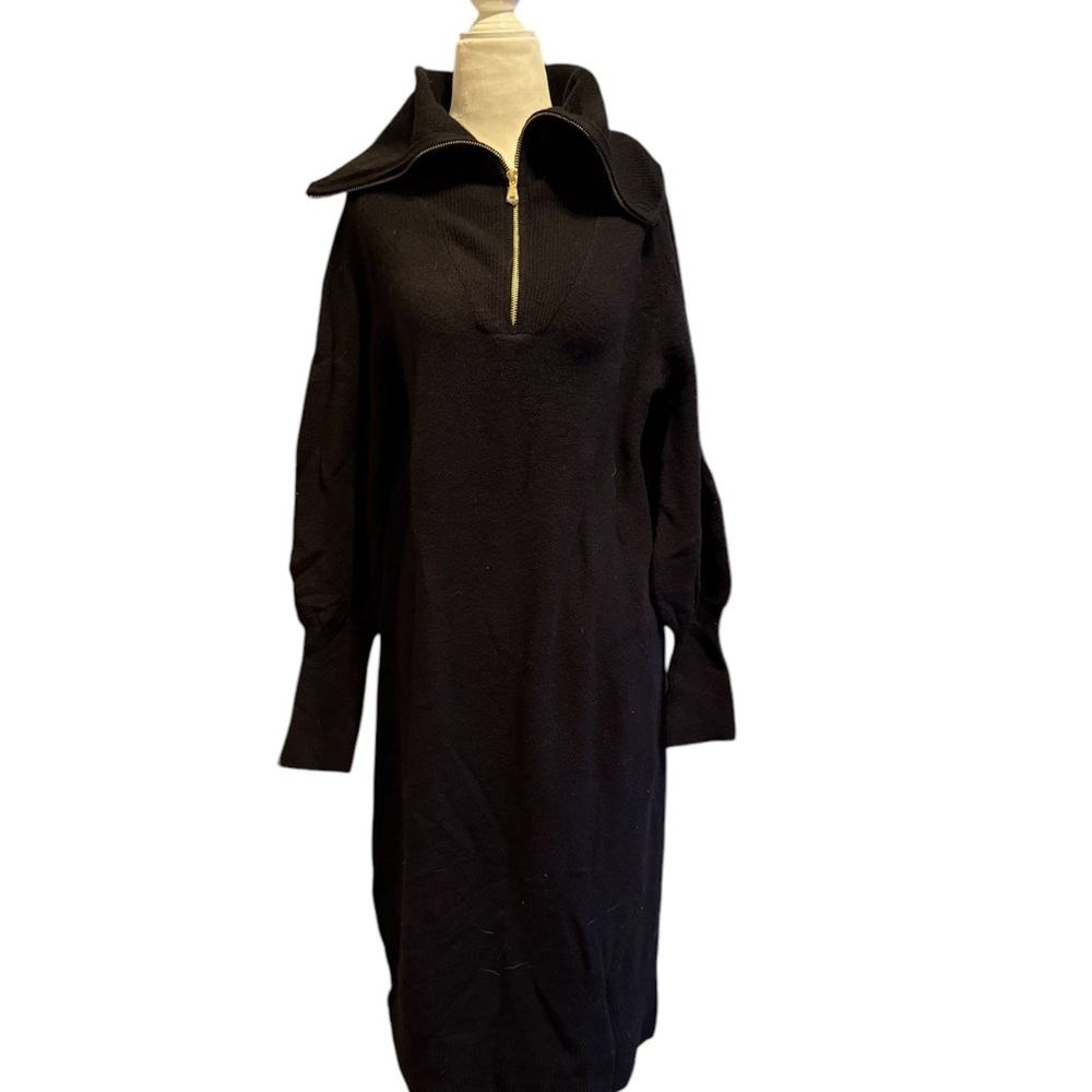 NWT J.Crew Size S Zip Cowel neck sweater-dress in Supersoft yarn Black